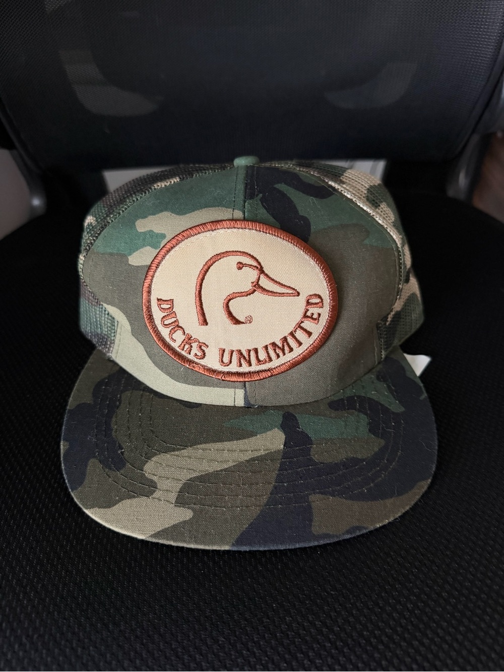 Vintage 80s Ducks Unlimited Green Camo SnapBack Trucker Hat